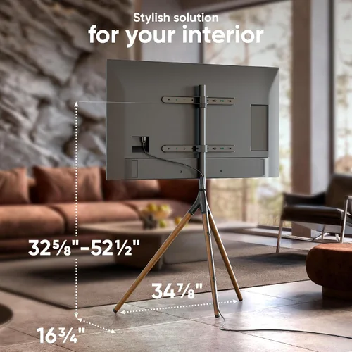 Miniatura 2 de ONKRON Soporte de TV con caballete para pantalla de 32 a 65 pulgadas de hasta 77 libras, soporte de trípode giratorio de 360°, altura ajustable