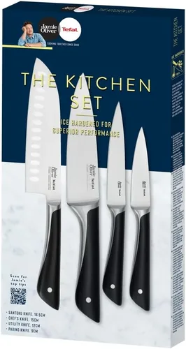 Miniatura 8 de Tefal Jamie Oliver - Juego de 4 piezas de la serie The Knife (9CM PARING + 12CM Utility + 15CM Chef + 16.5CM SANTOKU Knives)