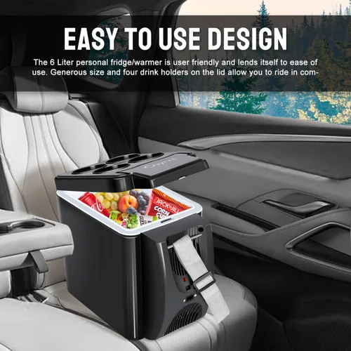 Miniatura 8 de CAYNEL Termoeléctrico Personal de 12V 6 Cuartos, Capacidad de 6 Litros, Enfriador Calentador Eléctrico Portátil con 12V DC, Refrigerador Pequeño