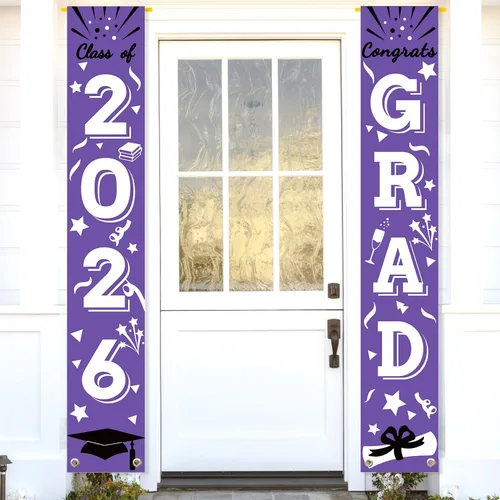 Miniatura 8 de Cartel de graduación para porche, letrero de clase, banderas colgantes de felicitaciones, escuela secundaria, universidad, fiesta, decoración