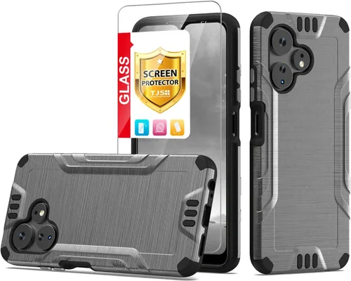 Miniatura 10 de TJS Funda compatible con Boost Mobile Celero 5G + Plus 2024 (3ª versión), protector de pantalla de vidrio templado, híbrido a prueba de golpes