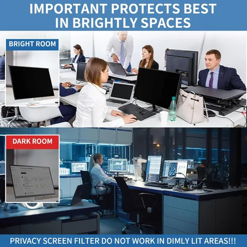 Miniatura 3 de Paquete de 2 filtros de pantalla de privacidad de computadora de 24 pulgadas para monitor 16:9, anti-luz azul, anti-UV, bloqueo de luz azul