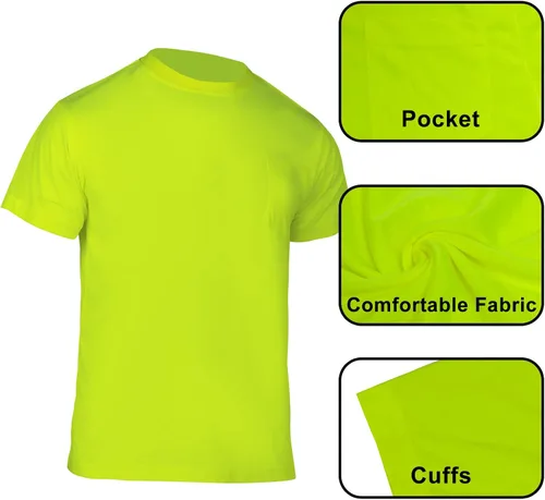 Miniatura 6 de VENDACE Camisetas de seguridad de alta visibilidad, paquete de 3 camisetas de trabajo de construcción de manga corta Hi Vis, para hombres