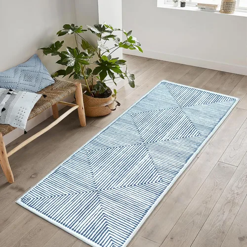Miniatura 28 de Bloom Rugs Alfombra de pasillo lavable antideslizante de 12 pies – Beige/rosa moderno geométrico para entrada, pasillo, baño y cocina