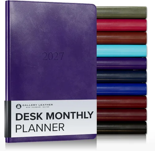 Miniatura 136 de Gallery Leather Agenda Mensual Grande 2025-2026, Elegantemente Encuadernada Planificador de Calendario y Cuaderno con Elegantes Bordes Dorados, 18