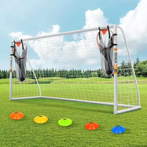 Miniatura 14 de ORIENGEAR Soccer Goal, 12x6/10x6.5/8x6/6x4 Full Size Soccer Goals for Backyard, Soccer Net with Training Discs, Portable Soccer Goal for Kids and