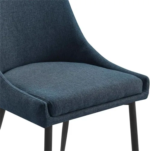 Miniatura 7 de Modway Vizconde - Sillas de comedor laterales tapizadas de tela en color negro y azul - Juego de 2