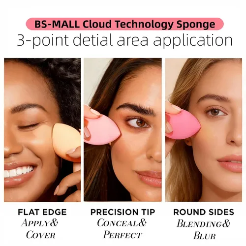 Miniatura 3 de Juego de esponjas de maquillaje BS-MALL con estuche de almacenamiento, 7 piezas para líquidos, crema y polvo, base SAVE con 1 mini esponja de A-Rosa