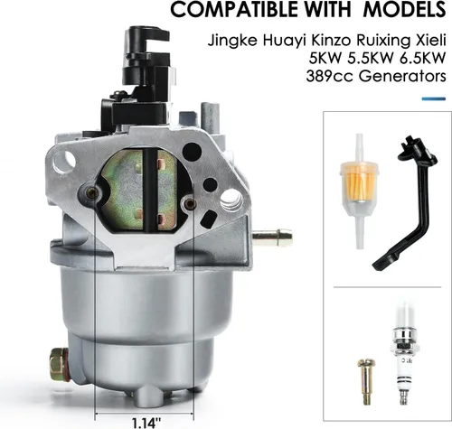 Miniatura 3 de Carburador compatible con Generac GP5000 GP5500 GP6500 GP6500E GP7500E 389cc 8125W 0J58620157 Jingke Huayi Kinzo Ruixing 13HP 14HP 15HP 16HP 188F