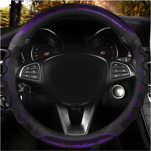Miniatura 11 de Funda para volante de automóvil, protector de funda para volante antideslizante de 15 pulgadas con diseño de panal 3D, fundas universales para Rojo