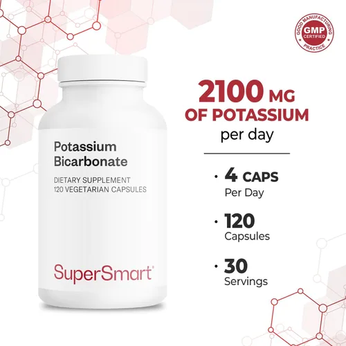 Miniatura 5 de Supersmart - Bicarbonato de potasio 5400 mg por día (dosis alta) - Mineral electrolito - Balance ácido-base pH - Salud cardíaca, muscular y nerviosa