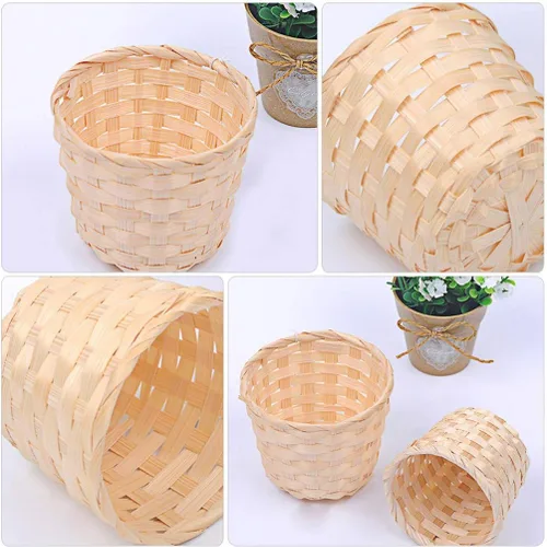 Miniatura 8 de BESPORTBLE Cesta de mimbre decorativa de bambú con tapa grande para habitación, hogar, oficina, entrada