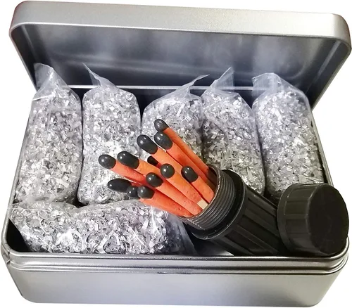 Kit de iniciación de fuego, paquetes de afeitado de magnesio 6/8 + 20/40 resistentes al agua y a prueba de viento Ferro Rod Striker - Kit de
