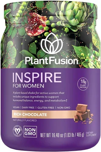 PlantFusion Inspire Plant Proteína en polvo para mujeres – Proteína en polvo baja en carbohidratos para apoyo muscular magro – Keto, sin gluten, sin