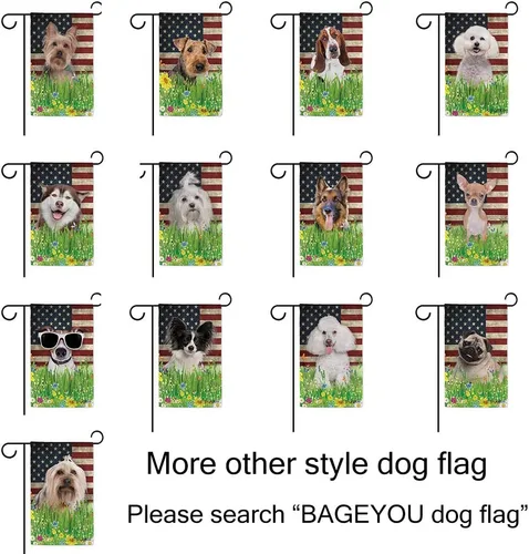 Miniatura 5 de Bandera de jardín con bonito diseño de cachorro, Shih Tzu, con diseño de perro y mascota, bandera de Estados Unidos, flores silvestres, césped