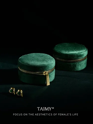 Miniatura 4 de TAIMY Joyero de viaje de terciopelo, estuche redondo y pequeño de joyería de viaje para mujeres y niñas, mini cajas organizadoras de viaje