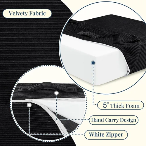 Miniatura 4 de Wellsin Almohadas cuadradas sólidas para el suelo para adultos y niños, cojín grande de meditación con espuma gruesa y funda de terciopelo lavable