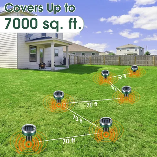 Miniatura 3 de Repelente de topos para césped – Repelente ultrasónico de tope alimentado por energía solar para jardín, patio, pico sónico impermeable