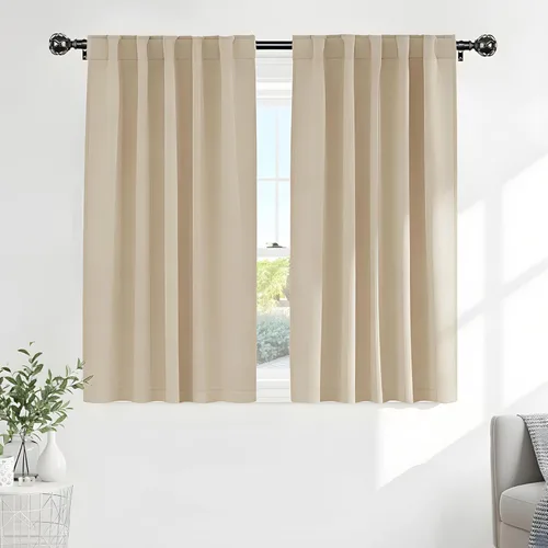 Miniatura 46 de PONY DANCE Cortinas cortas con aislamiento térmico para ventana pequeña, para guardería, baño, cocina, lavandería, caravana, sótano, 29 pulgadas
