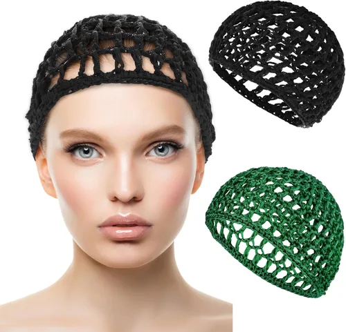 Miniatura 13 de WLLHYF Gorros de Peluca para Cabello Grueso y Largo, Gorros Ajustables de Red Malla Trenzada para Tejer, Hacer Crochet, Coser, Tejido de Red