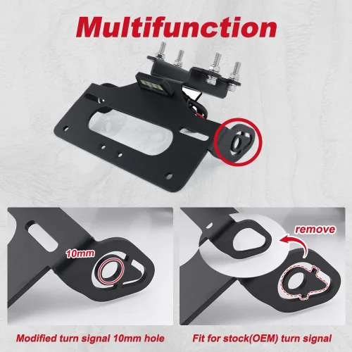 Miniatura 2 de Xitomer Tail Tidy Fit para MT-07 FZ-07 2021-2024, YZF-R7 2021-2025 Soporte eliminador de guardabarros con luz LED de placa de matrícula para OEM
