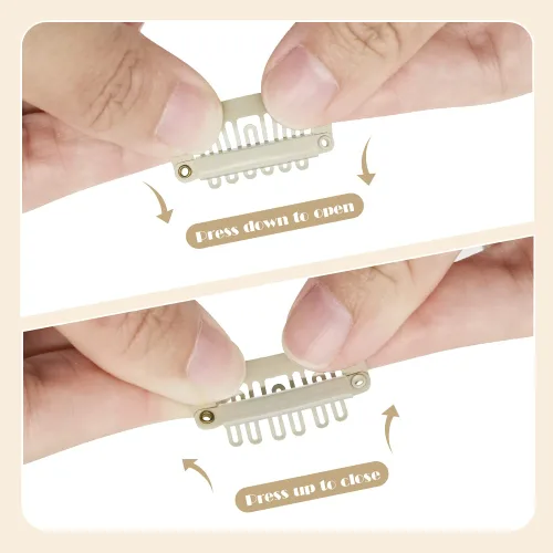Miniatura 43 de Dreamlover - Clips para extensiones de cabello, clips para peluca con 9 dientes, 30 piezas Beige