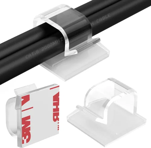 Miniatura 9 de Clips grandes para cables, 40 piezas con cintas adhesivas fuertes, organizador de cables para automóvil, oficina y hogar (negro, L05 (40 unidades)