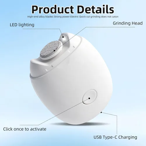 Miniatura 3 de Amoladora de uñas automática universal, molinillo de uñas automático, amoladoras inteligentes de uñas, bajo ruido, con luz LED y 3 velocidades