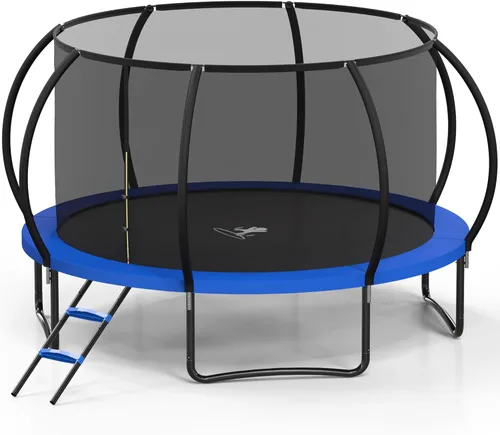 Miniatura 14 de Trampolín para exteriores, trampolines de 10 pies con red de cierre y escalera, trampolín recreativo redondo para niños y adultos con aprobación
