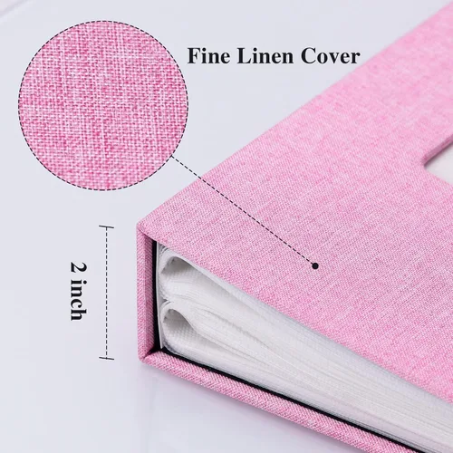 Miniatura 29 de Vienrose - Álbum de fotos de lino con 300 bolsillos de 4 x 6 pulgadas, cubierta de tela, para bodas, familias, aniversarios y bebés Morado