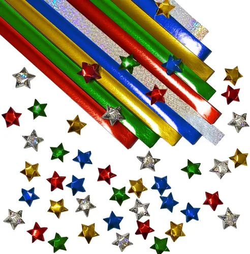 Miniatura 15 de 100-Strips Gold Foil Paper Strips for Making Origami Stars, Lucky Stars, Puff Stars. Reflective Mirror Shiny Paper Strips, 1 x 24 inch. (BIG Gold)