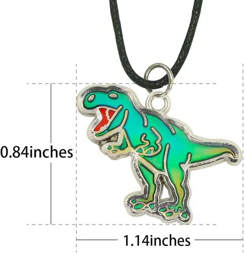 Miniatura 2 de FUN JEWELS Collar hecho a mano con colgante de dinosaurio T-Rex con cambio de color para niños y niñas, regalos de joyería de animales, Alloy de zinc