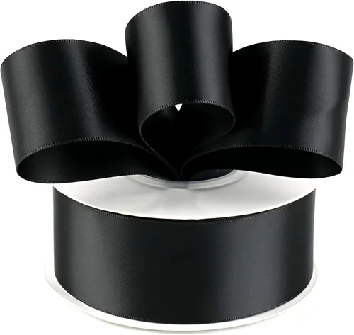 MAYREEL Cinta de Satén Negra de 1.5 Pulgadas Cinta Gruesa de Doble Cara para Manualidades Envoltura de Regalos Decoración de Bodas Lazos para el