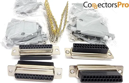 Miniatura 4 de Kit de conector hembra DB25, 4 juegos con capuchas y 100 pines, RS232 D-Sub 25P tipo crimpado