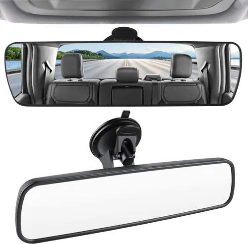 Miniatura 9 de LivTee Espejo retrovisor antirreflejo, universal de 11,3 pulgadas (287 mm), espejo retrovisor panorámico gran angular convexo, clip en el original