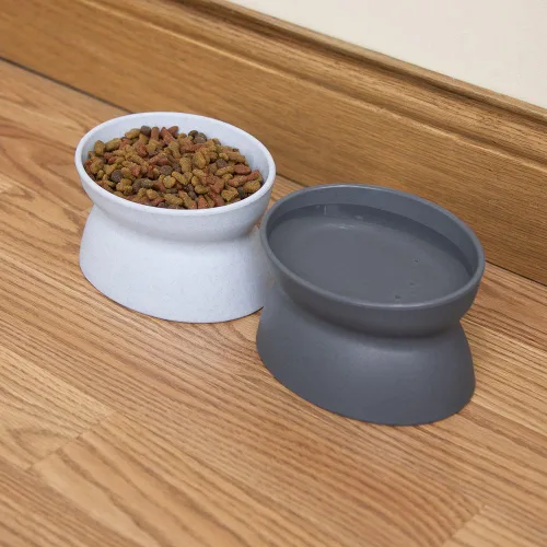 Miniatura 5 de Kitty City Cuencos elevados para gatos (juego de 2), platos elevados amigables con los bigotes para alimentos y agua para gatos, diseño moderno