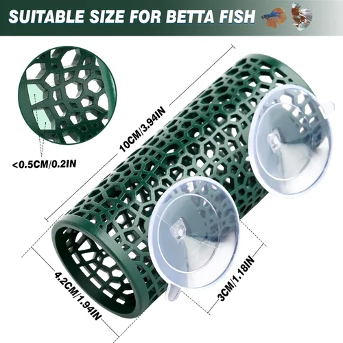 Miniatura 2 de Abizoo Betta Toys - Túnel Hueco Verde Oscuro para Pez Betta y Escondite para Reptiles - Decoración de Acuario de Enriquecimiento Seguro