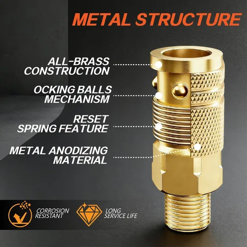 Miniatura 6 de Kit de acoplador de aire y enchufe, 22 piezas de 1/4" NPT de conexión rápida de aire con junta universal giratoria de 360°, accesorios de compresor