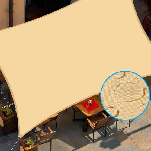 Miniatura 12 de Toldo impermeable de 10 x 10 pies, rectangular, con bloqueo UV, refugio para patio al aire libre, patio, césped, jardín, cochera Beige