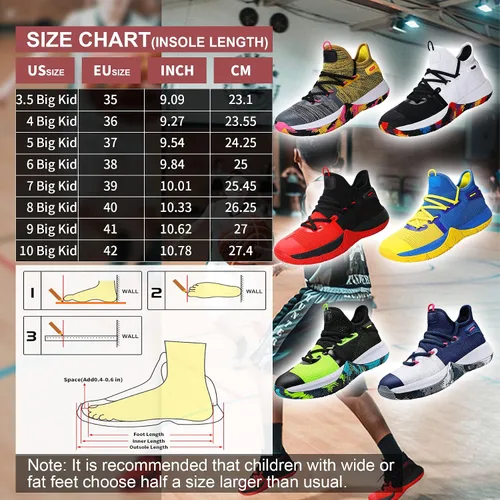 Miniatura 2 de WETIKE - zapatillas de básquetbol antideslizantes para niños y niñas, zapatillas para correr al aire libre (niños pequeñosniños grandes)
