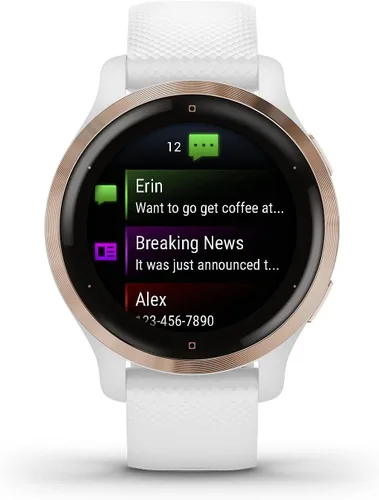 Miniatura 2 de Garmin Venu 2S, reloj inteligente GPS de tamaño pequeño con funciones avanzadas de monitoreo de salud y fitness, bisel de oro rosa con caja blanca