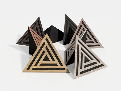 Miniatura 7 de (2 Pack) — Espuma acústica para absorción de sonido y difusión en esquinas de techo, trampa de bajos «Triángulo» con placa HDF laminada perforada