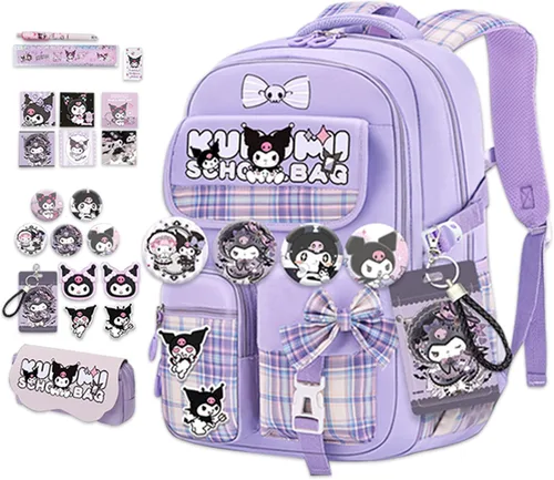 Miniatura 10 de Roffatide Mochila de anime para nuevo semestre con bonitos alfileres, antirrobo, mochila para computadora portátil, mochila de viaje para senderismo