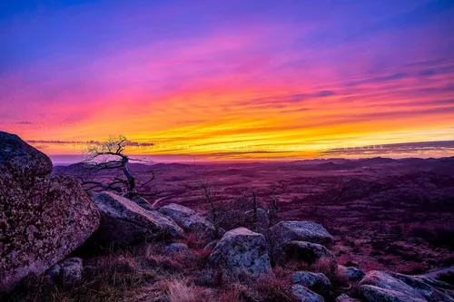 Miniatura 7 de Great Plains Photography Print (Not Framed) Picture of Vivid Sunset from Summit of Mount Scott in Wichita Mountains in Oklahoma Western Wall Art