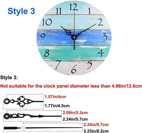 Miniatura 4 de Paquete de 2 mecanismos de movimiento de reloj de pared sin tictac con 4 pares de manecillas cortas, kit de motor de cuarzo, funciona