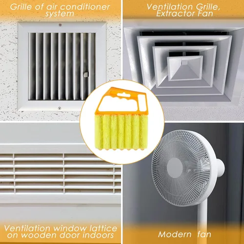 Miniatura 2 de Geiserailie Limpiador veneciano para ventana, 2 piezas, herramienta lavable con 7 dedos, limpiador de polvo y persiana de ventilación de aire, 2