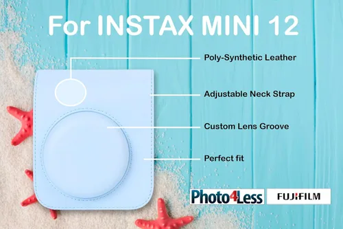 Miniatura 5 de Fujifilm Cámara Instax Mini 12 de película instantánea azul pastel, Fujifilm Instax Mini Twin Pack de película instantánea 20 impresiones, estuche