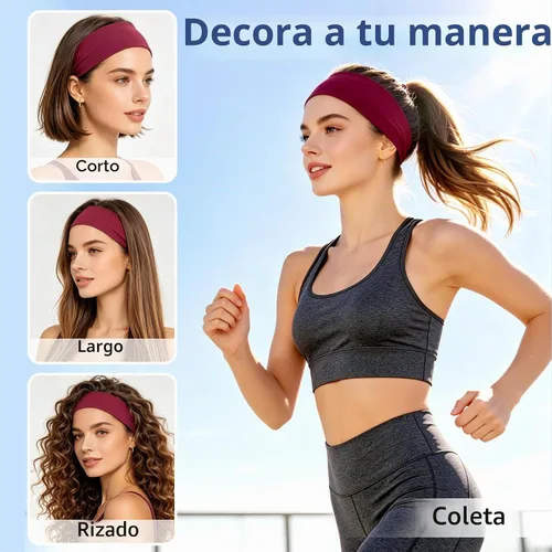 Miniatura 5 de Fishinsea Paquete de 8 diademas deportivas para mujer, tela elástica suave antideslizante, bandas para el cabello para entrenamiento diario, yoga