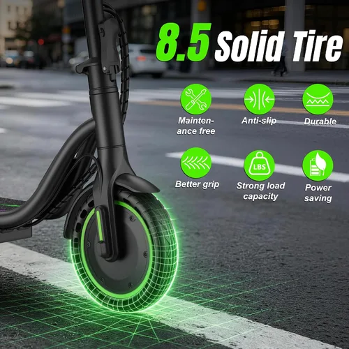 Miniatura 4 de Electric Scooter,350/500W Powerful Motor,15-28 Miles Long Range,Dual Braking System,19/22 Mph Speed,8.5/10" Foldable E Scooter with Solid Tires