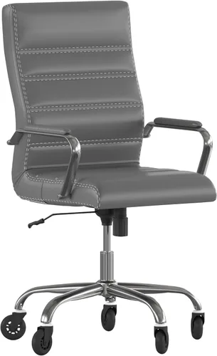 Miniatura 15 de Flash Furniture Whitney - Silla de oficina giratoria ejecutiva de LeatherSoft con respaldo alto y marco negro, brazos y ruedas de ruedas